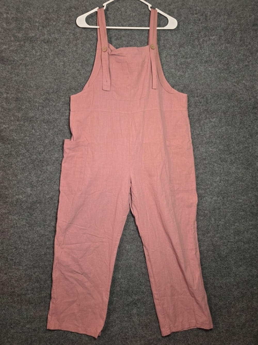 Boho Pink 100% Cotton Wide Leg Overalls Jumpsuit Baggy Romper Pockets XL